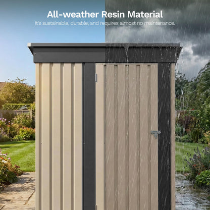 5x3 FT Outdoor Storage Shed with Floor Frame (Brown / 5x3 FT)