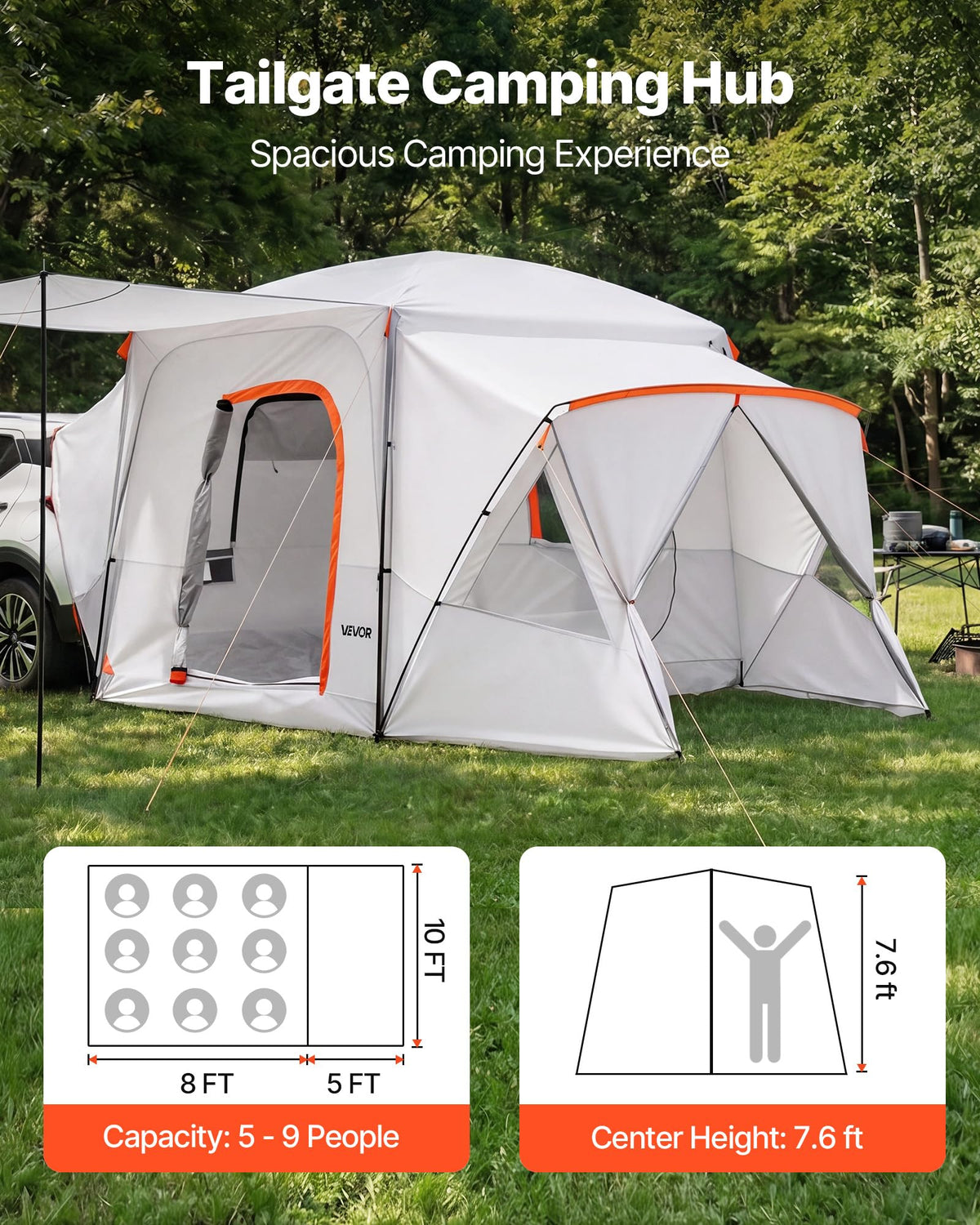 SUV Camping Tent for 5 (13 x 10 ft)