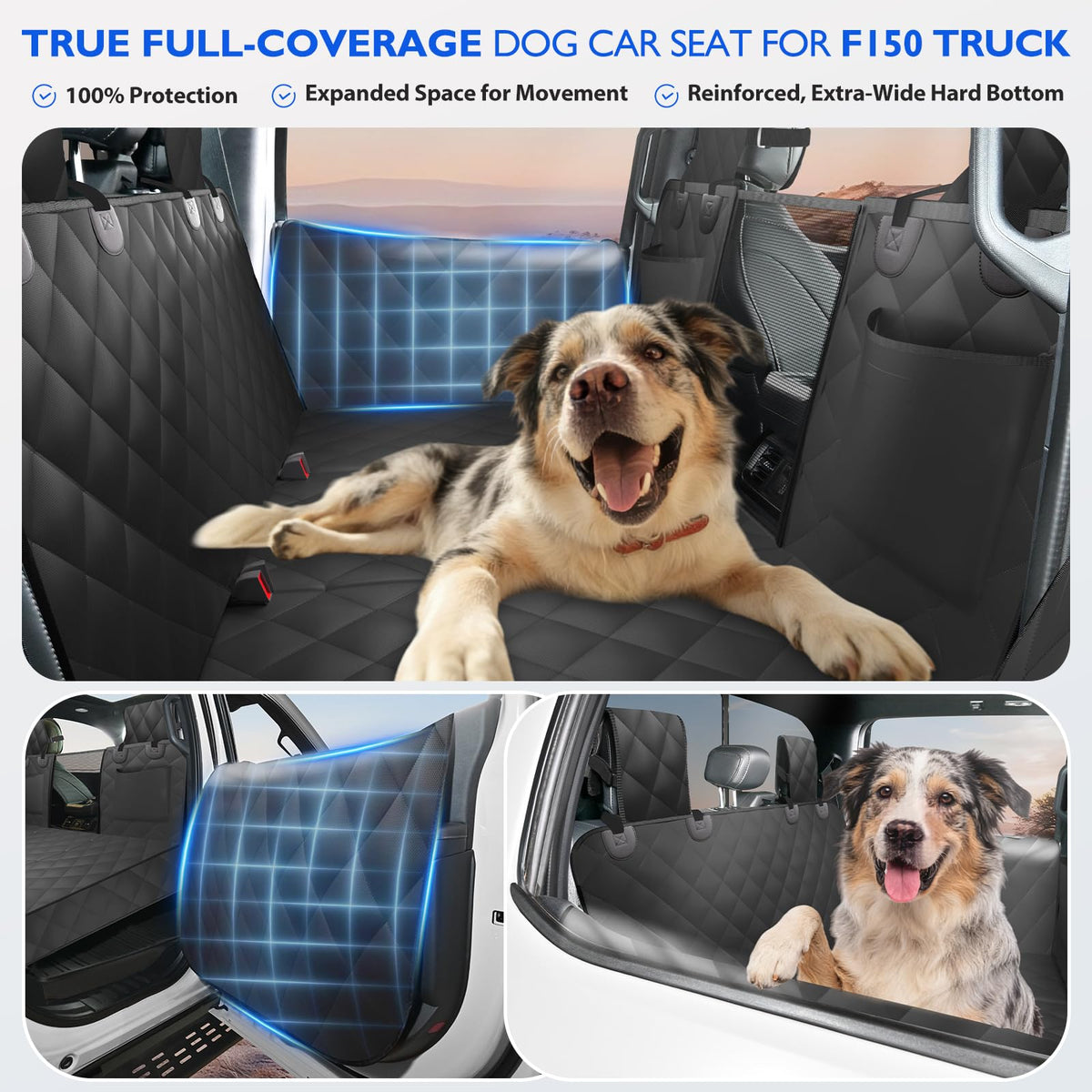 Truck Hard Bottom Dog Back Seat Extender Cover for F150 (XL - For F150 / Ram1500 Crew Cab Truck / Black)