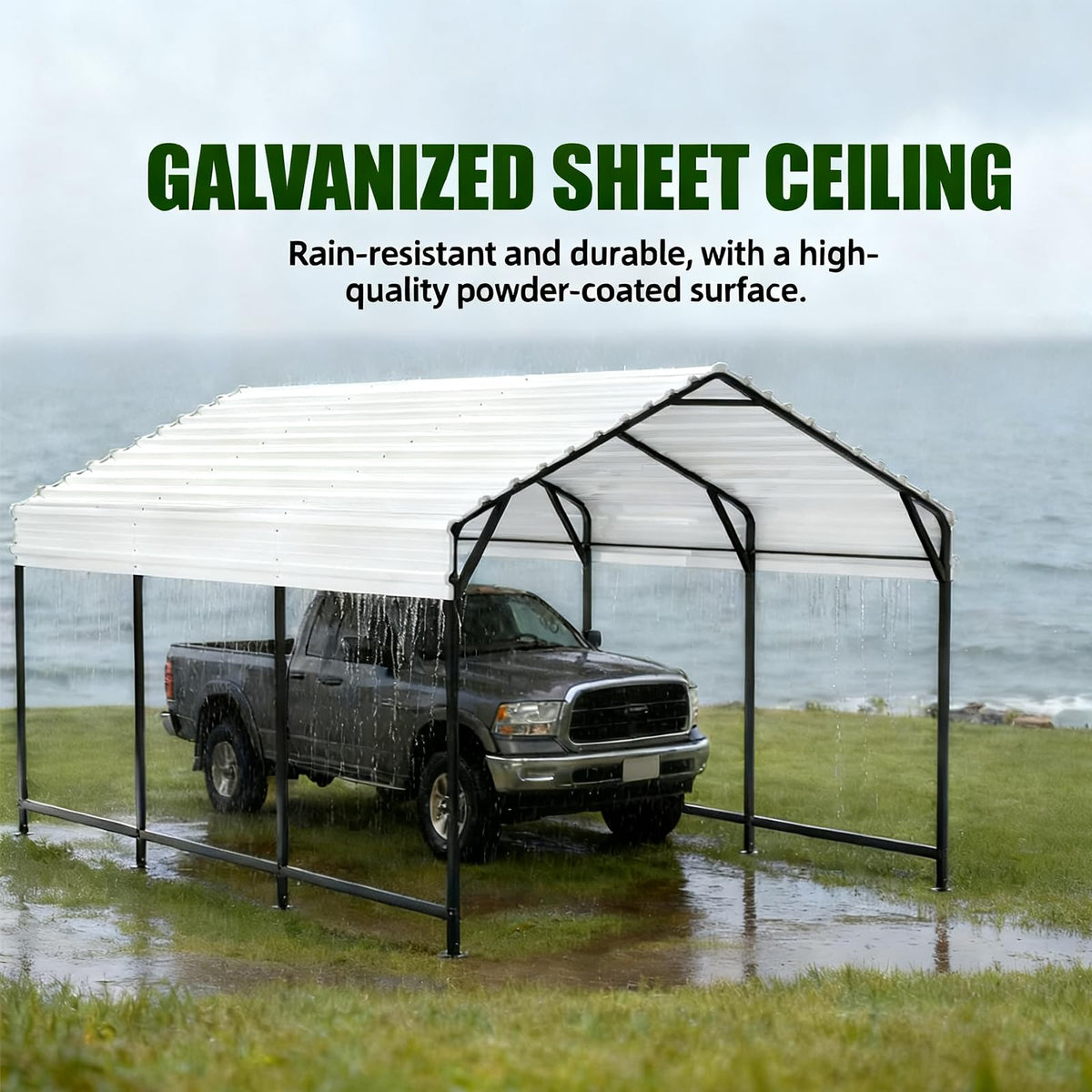 12x20ft Carport Outdoor Heavy Duty Metal Carport Canopy Steel Roof All (12x20 ft)
