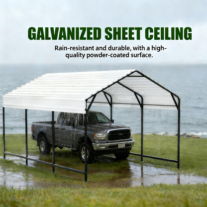 12x20ft Carport Outdoor Heavy Duty Metal Carport Canopy Steel Roof All (12x20 ft)