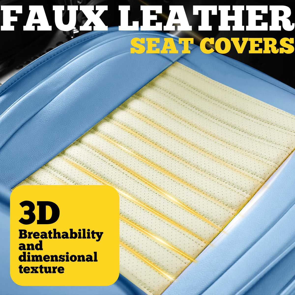 Front Car Seat Covers (White-Light blue / Front)