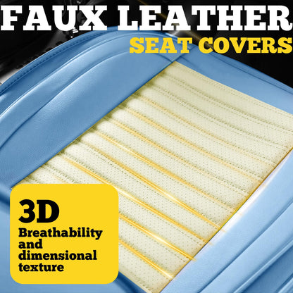 Front Car Seat Covers (White-Light blue / Front)