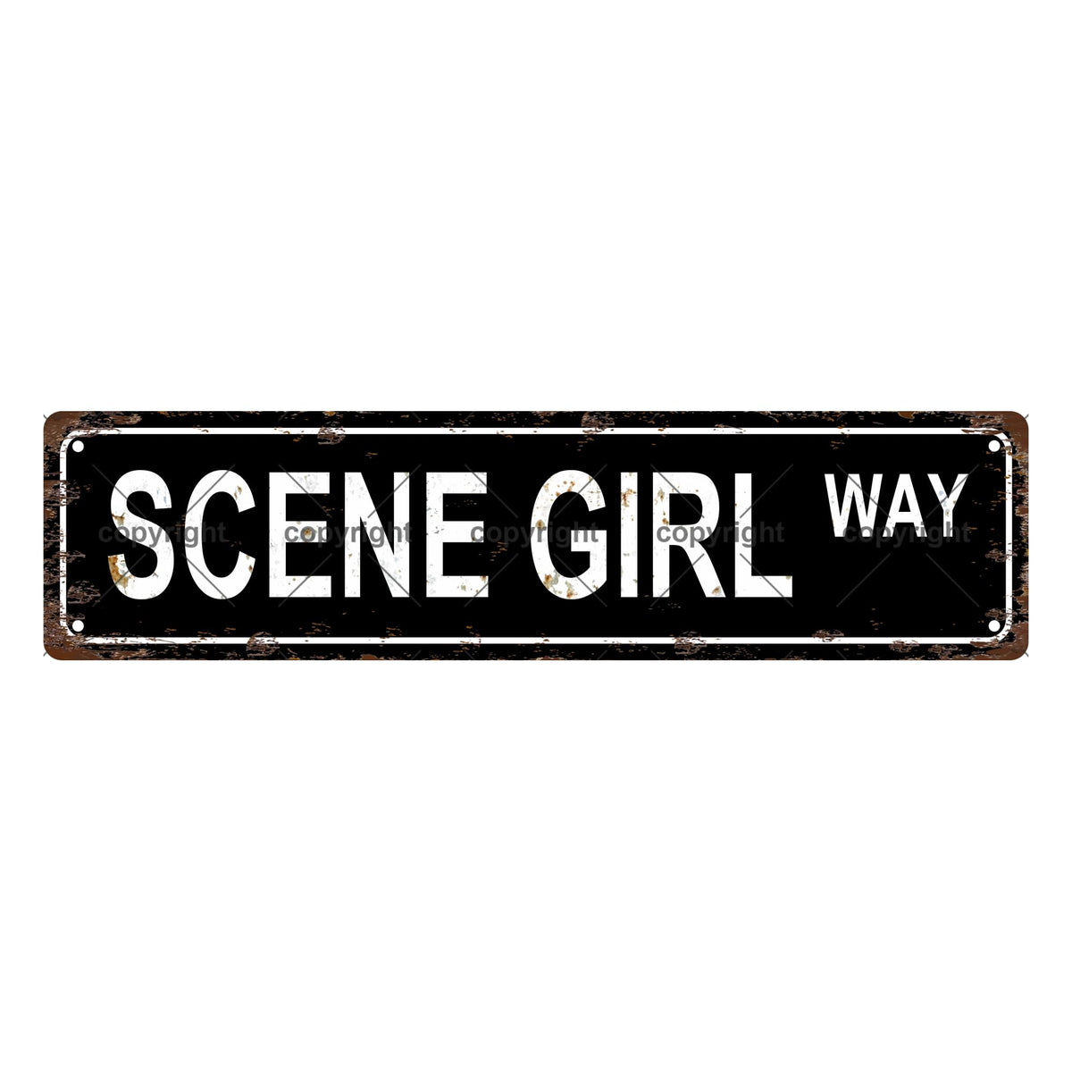 SCENE GIRL WAY SPACE Metal Tin Street Sign Bar Cafe Garage Cave Home Room Wall Bathroom Farmhouse Garden Porch Patio Decor (SCENE GIRL)