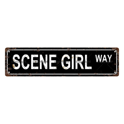 SCENE GIRL WAY SPACE Metal Tin Street Sign Bar Cafe Garage Cave Home Room Wall Bathroom Farmhouse Garden Porch Patio Decor (SCENE GIRL)