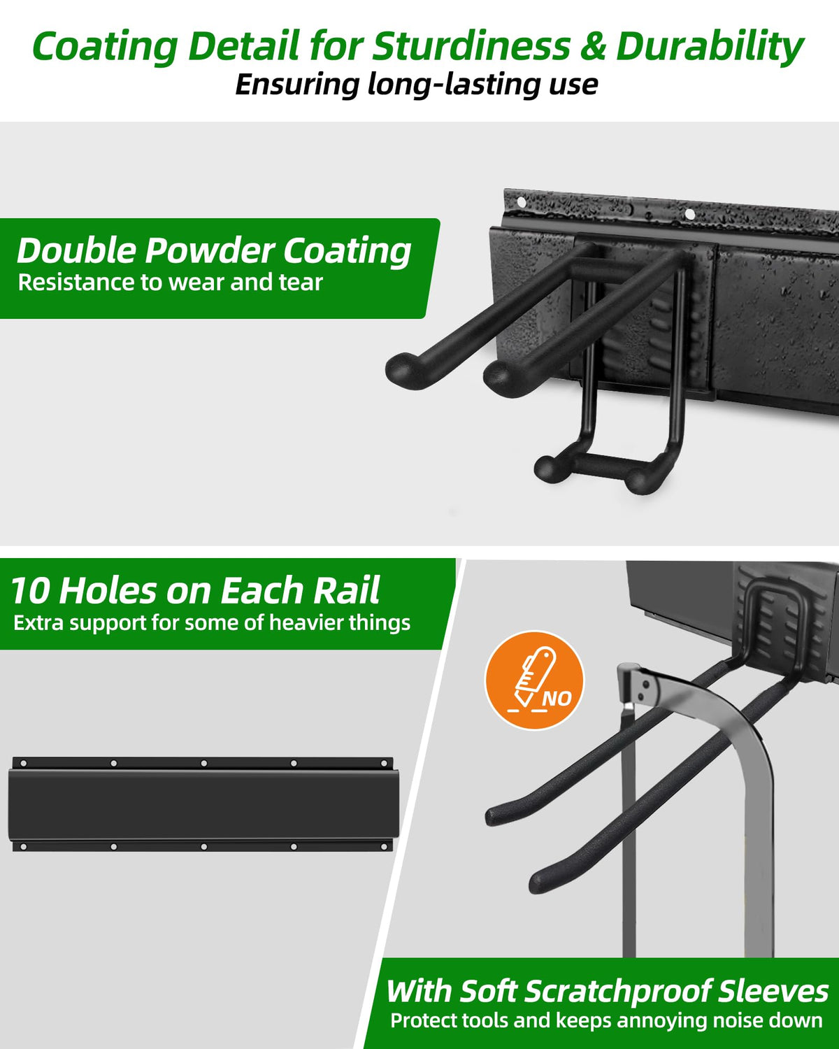 64 in Garage Tool Organizer Wall Mount (64 inch 10-Hook)