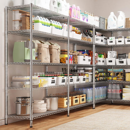 58" W Storage Shelves Wire Shelving 1400LB Metal Shelves for 5 Tier Shelving Unit with Shelf Adjustable Garage Shelving Rack for Pantry Kitchen Garage (Chrome-13.8"D x 58"W x 59"H-5 Tier)