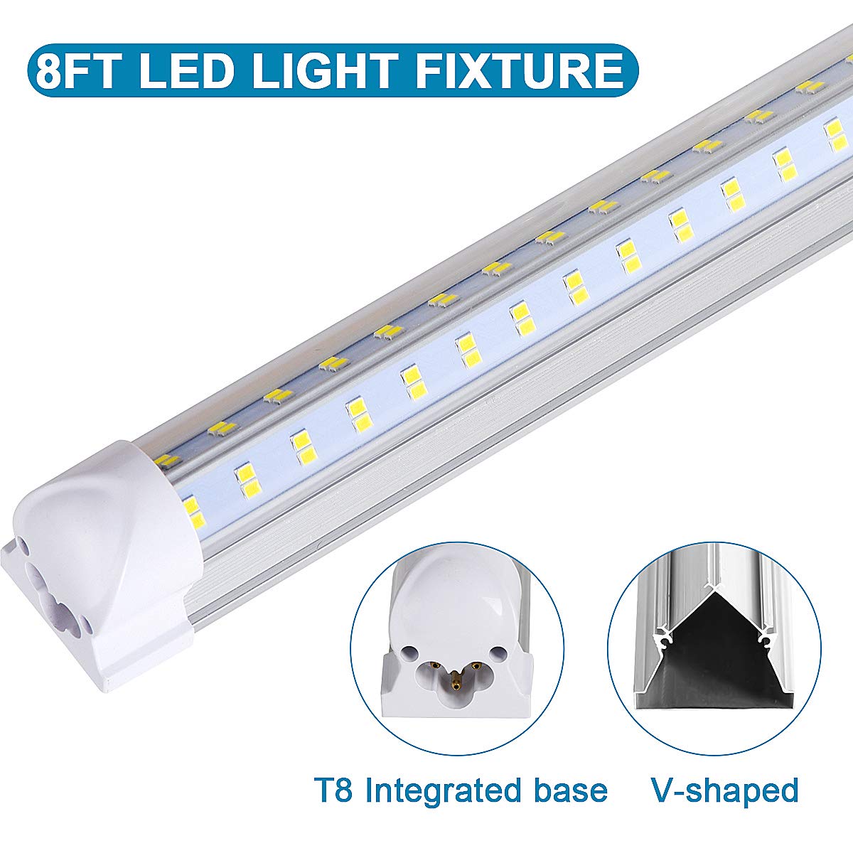 10 Pack Led Shop Lights (10PCS 8FT 4 Row 5000K)