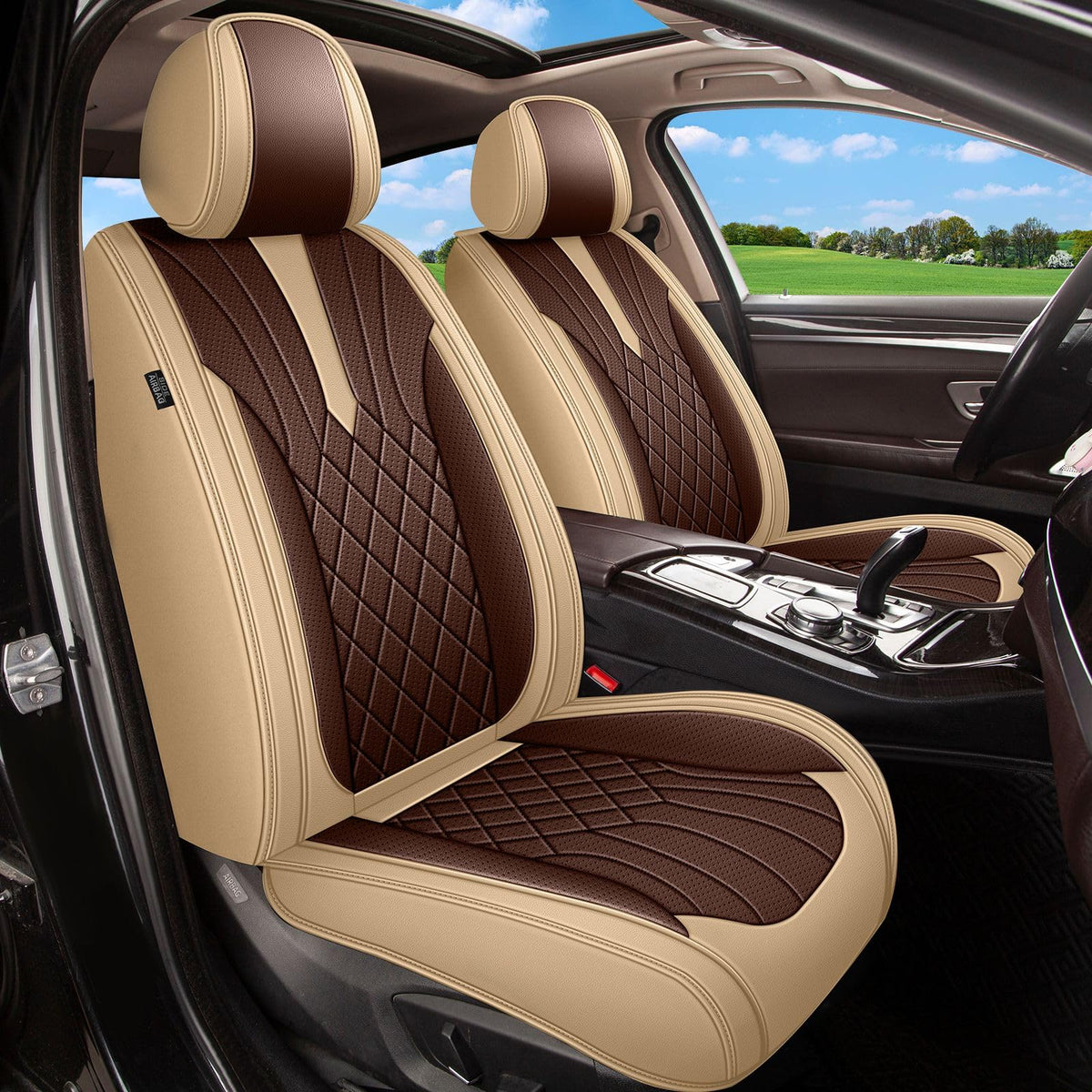 Leather Front Set for Mazda CX (099 Beige&Brown / 56-CX-3-2 front seat covers only)