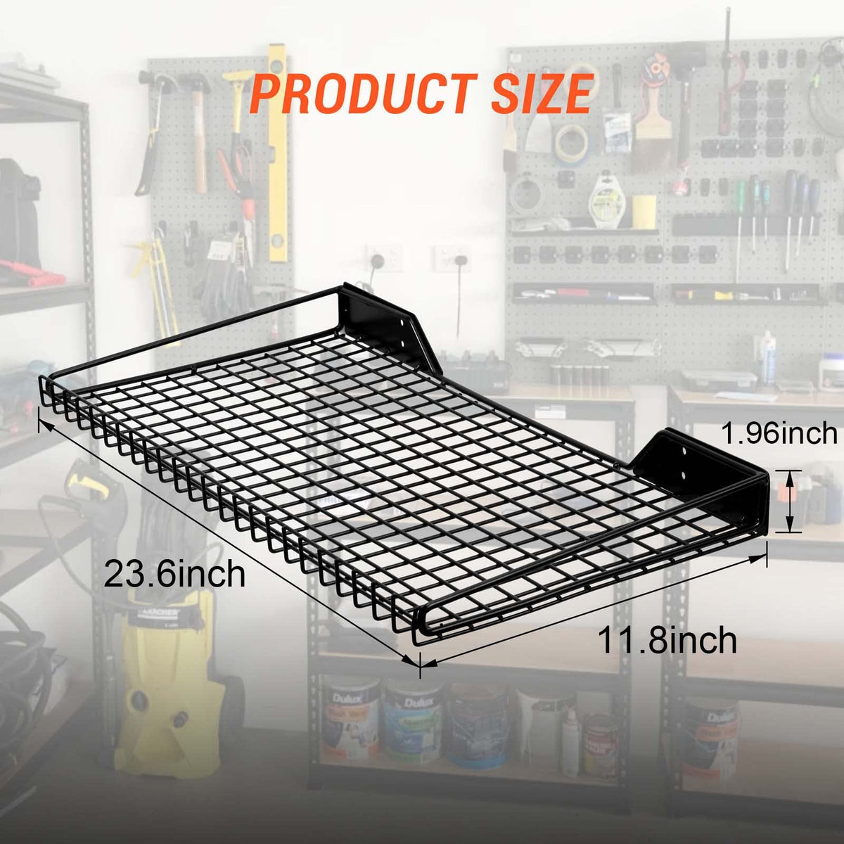 Garage Wall Shelves 23.6"x11.8" Wall Mount Metal Shelves 4 Pack (Black / 4pack)