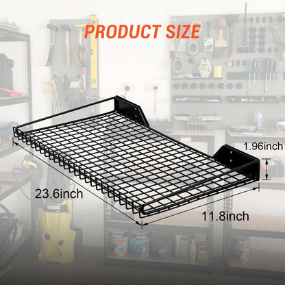 Garage Wall Shelves 23.6"x11.8" Wall Mount Metal Shelves 4 Pack (Black / 4pack)