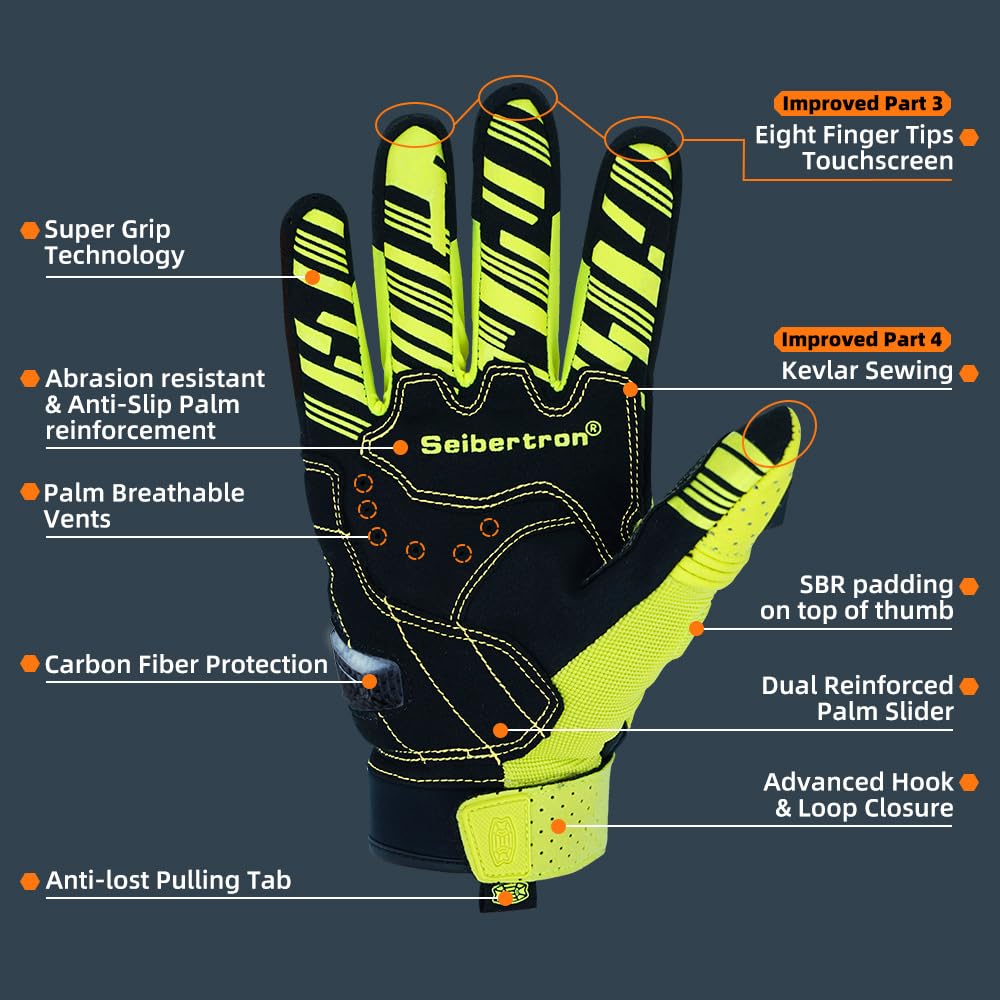 SPS 2 Plus Unisex Touchscreen Road Racing Motorcycle MTB Sports Gloves Also fit BMX MX ATV Mountain Bike Bicycle Cycling Off (Yellow Sps-2 Plus / L Youth)