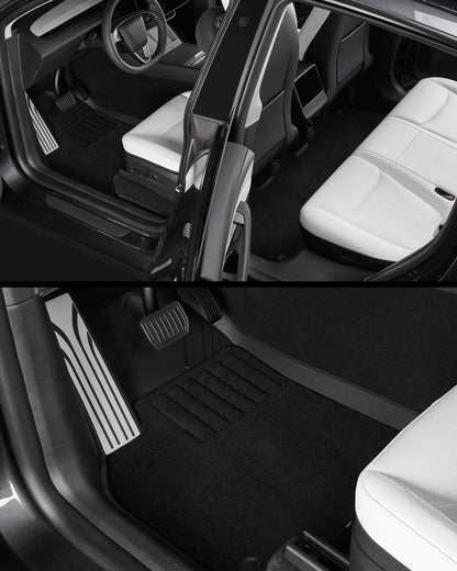 9PCS Floor Mats for Tesla Model Y Juniper 2025 2026 2027 Metal Pedal