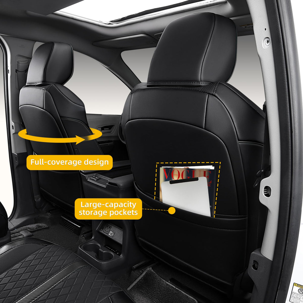 Custom Sienna Seat Covers for 2021 (Black Luxe / 8-Seat)