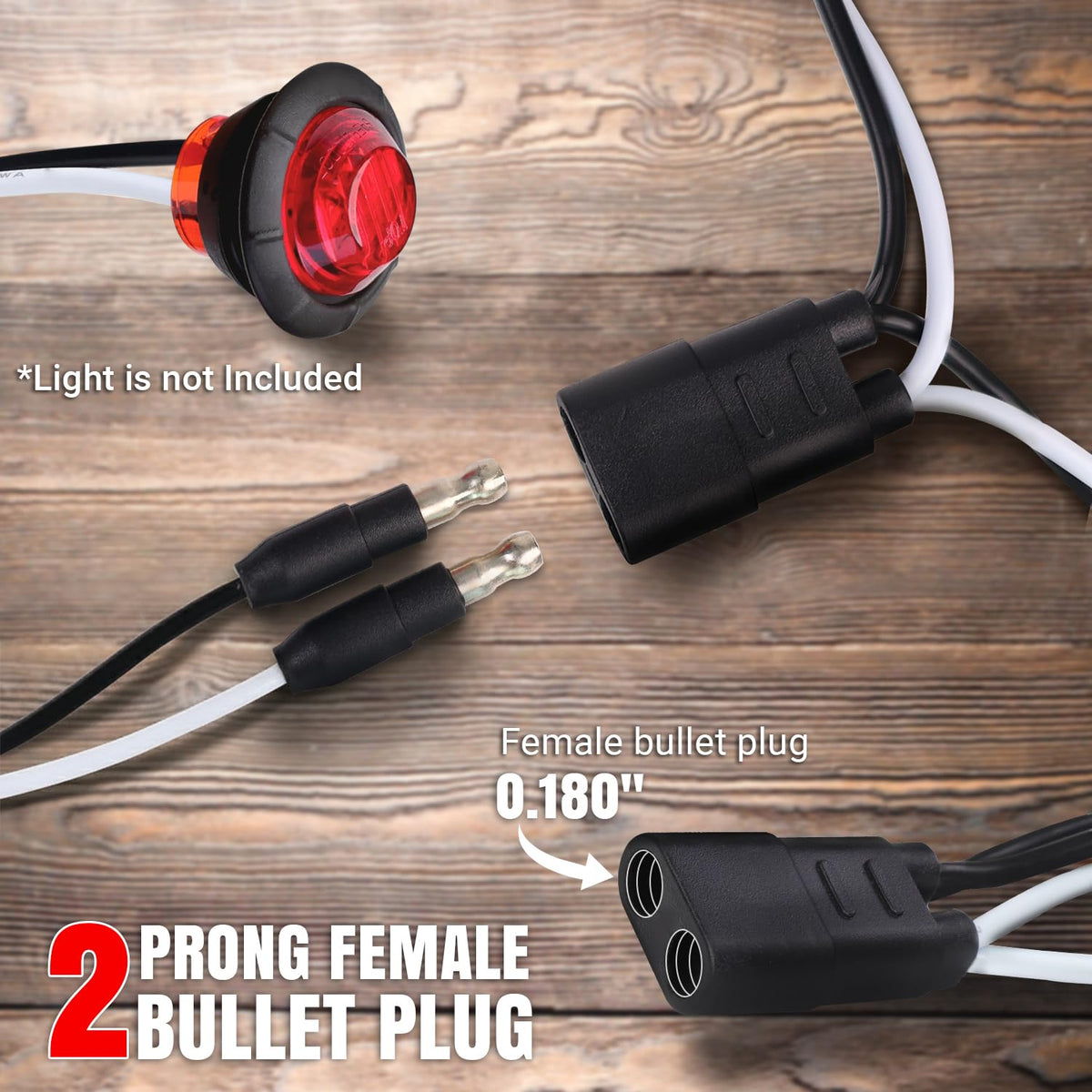 100 Count 2 Prong Wire Harness Roll Double Female Bullet Plug 18 Gauge (100 Count - 4" Spacing)