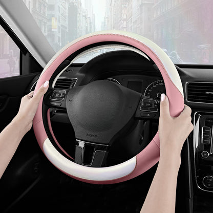 Steering Wheel Cover for 14.5 (White&Pink)