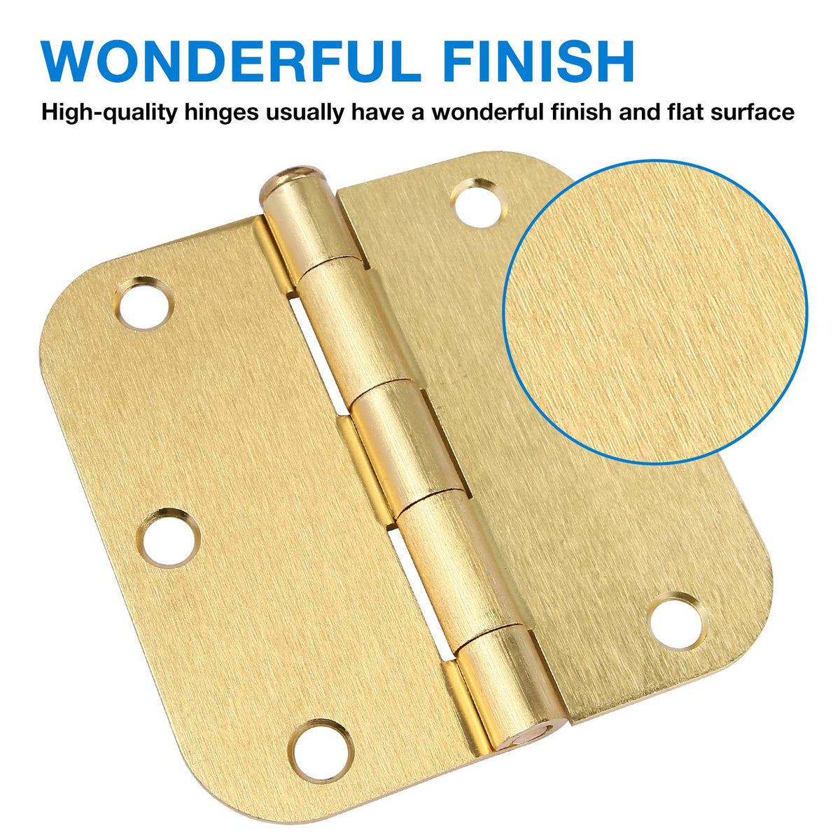Rounded Door Hinges 3.5" X 3 1 (Satin Brass-Rounded / 30 Pack)
