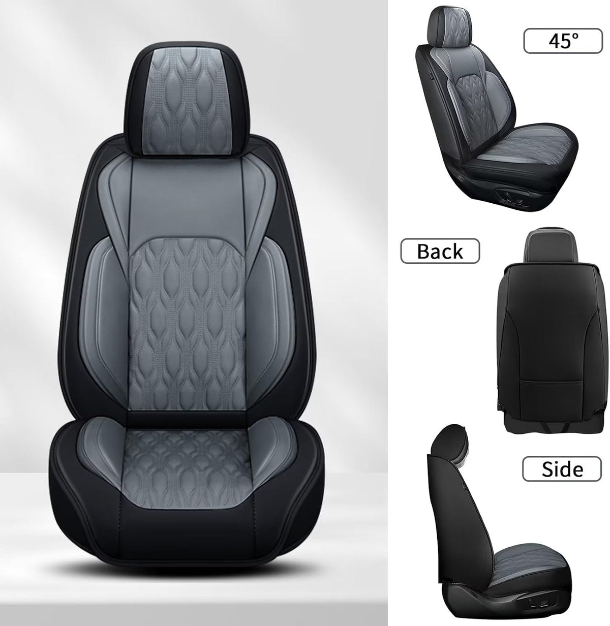 Full Set Waterproof Leather Seat Covers for Nissan Kicks 2018 (#067 Black&Gray / 19.Kicks-5 Seat Covers Full Set)