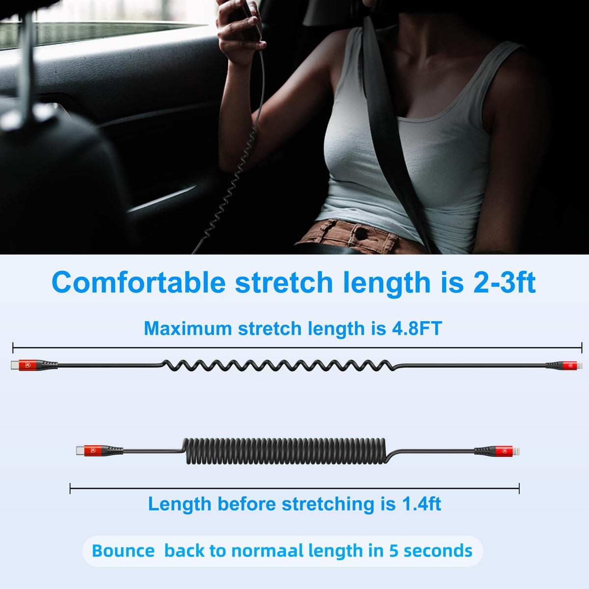 USB Type C to Lightning Cable [3FT (3FT+6FT / Usb C to Lightning / Red)