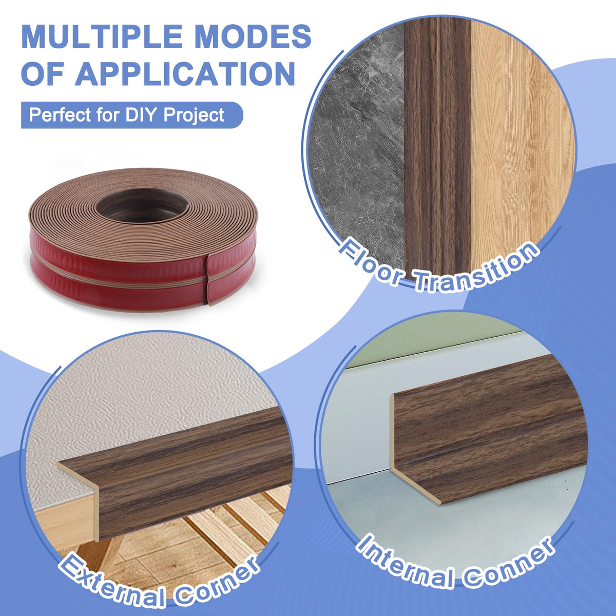 Wall Corner Protector Moulding Trim Peel and Stick (Smoked Brown Wood / 0.8 In x 20 Ft)