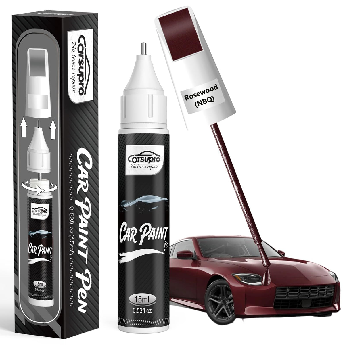 Rosewood (NBQ) Touch Up Paint for Nissan, 2-in-1 Pen and Brush (for Nissan / Rosewood(NBQ) for Sentra/Z)
