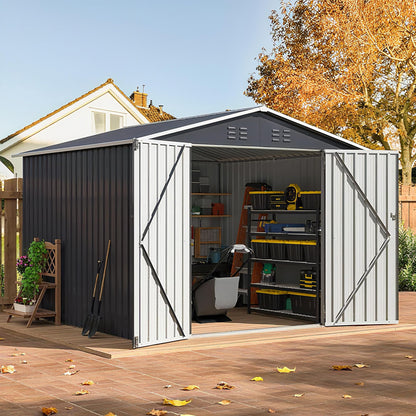 8X8 FT Outdoor Storage Shed Black (Black / 8X8 FT)