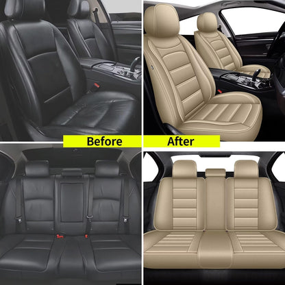 Car Seat Covers Fit for Honda Fit 2007 (#017 Beige / 2.For Honda Fit-5 seat covers full set)