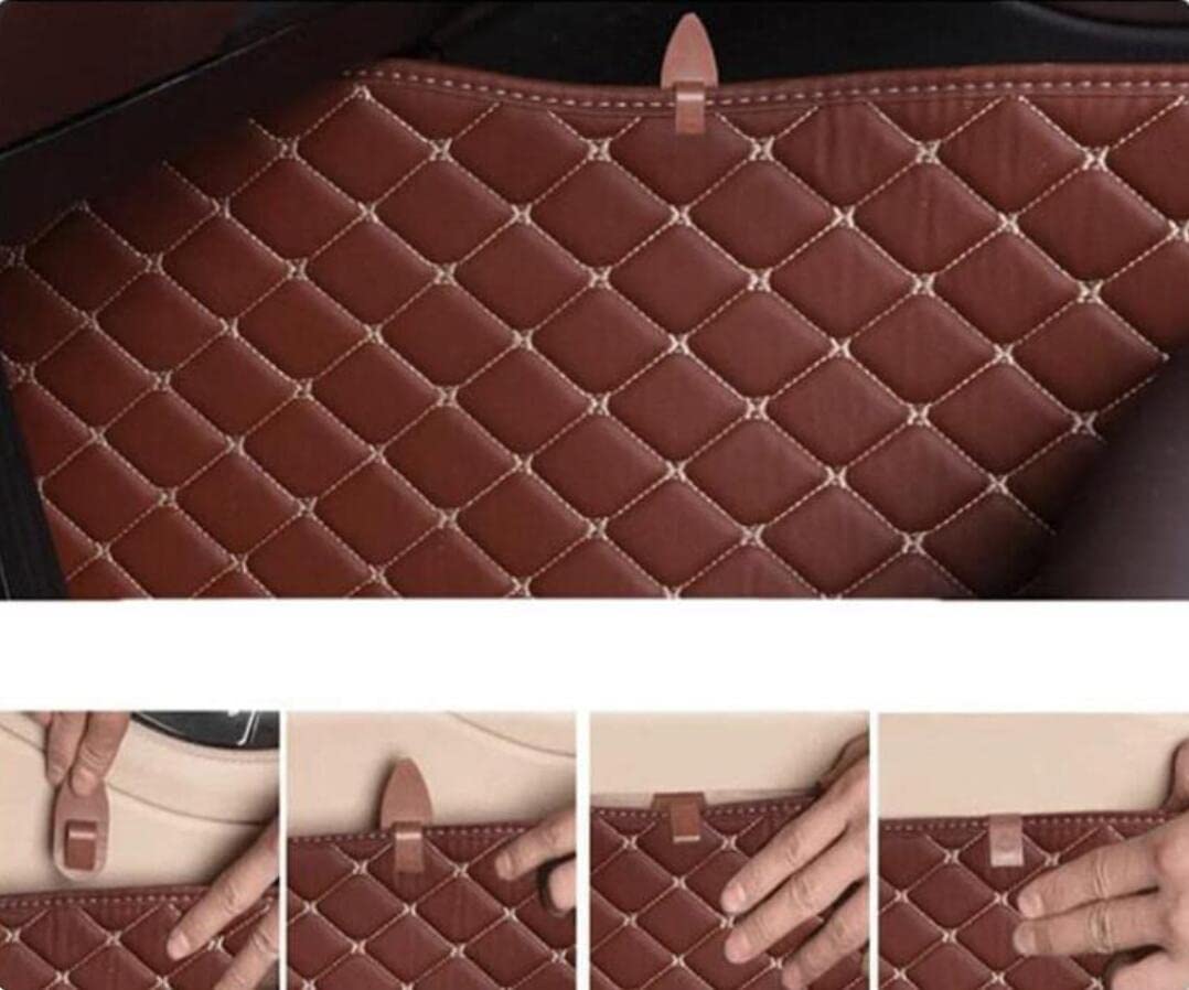 Customized Leather car Floor mats Suitable for 99% of car Models All (Red stripe 3)