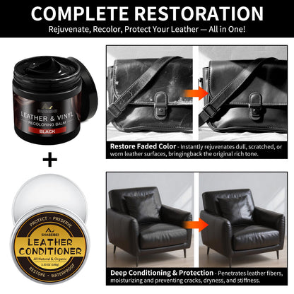 Leather Recoloring Balm with 100ml Mink Oil (leather recoloring balm + Mink Oil / Black)