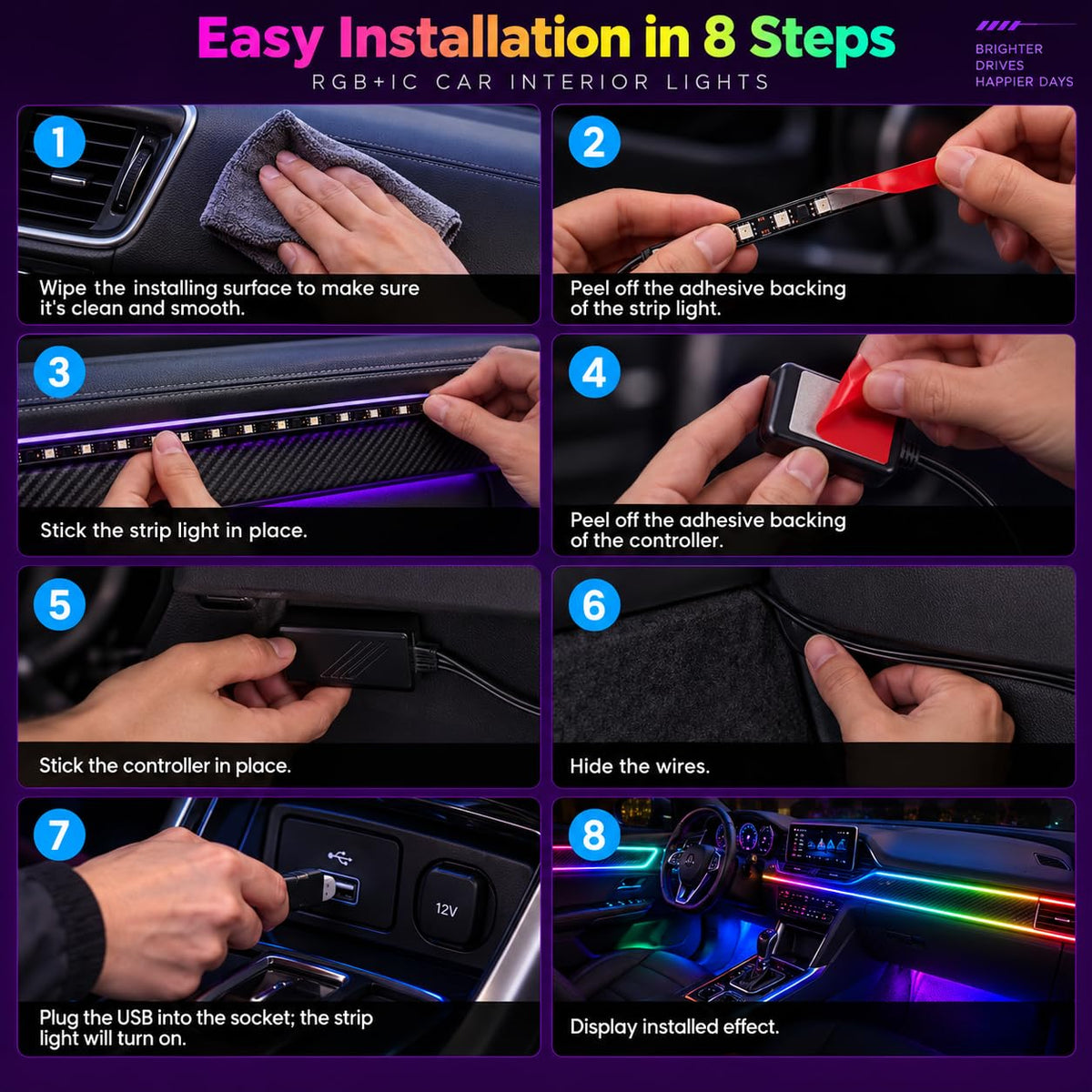 RGB IC Car Interior Lights (APP RGBIC 48 Lights)