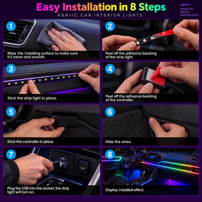 RGB IC Car Interior Lights (APP RGBIC 48 Lights)