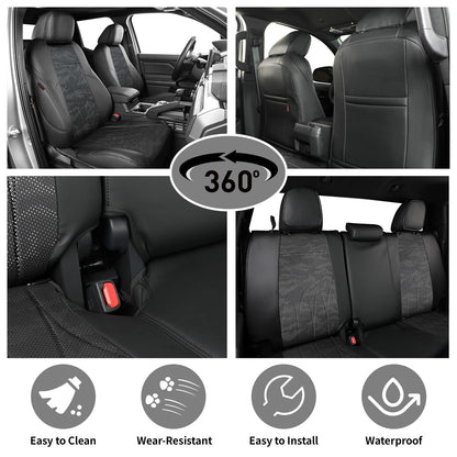 Tacoma Seat Covers Custom Fit for Toyota Tacoma (Leather(Black/Gray Camo A63) / 2024-2026 Tacoma (Hybrid) Full Set)