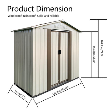 5x3 FT Outdoor Storage Shed (5x3 FT / Cream White)