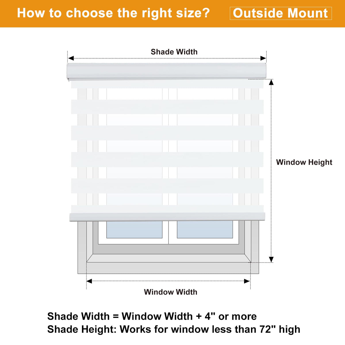 Cordless Zebra Blinds for Windows (25"w X 72"h / White)
