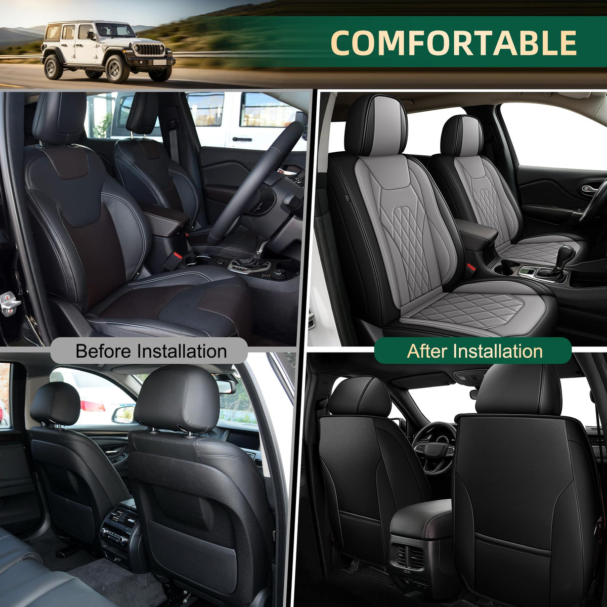 Car Seat Covers for Toyota Prius V 2012 (128 Black&Grey / 33-Prius V-2 front seat covers only)