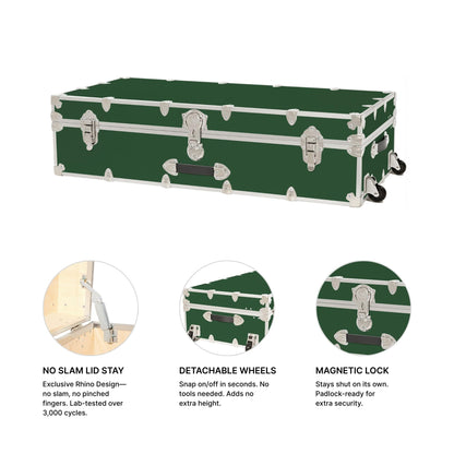 Rhino Trundle Storage Trunk with Wheels (Forest Green / 44" With Removable Wheels)