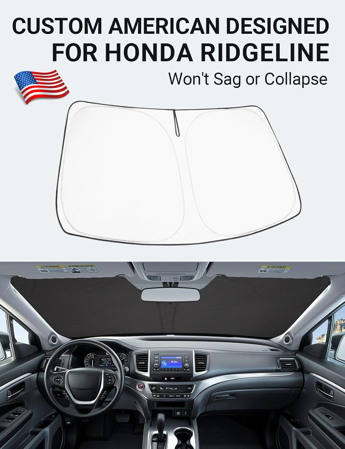 Custom Fit Car Windshield Sun Shade for 2017 (Honda Ridgeline 2017-2025 2026)