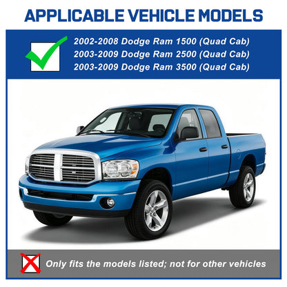 Running Boards Compatible with Dodge Ram 1500 2500 3500 Quad Cab (Ram 1500 (2002-2008) Quad Cab)