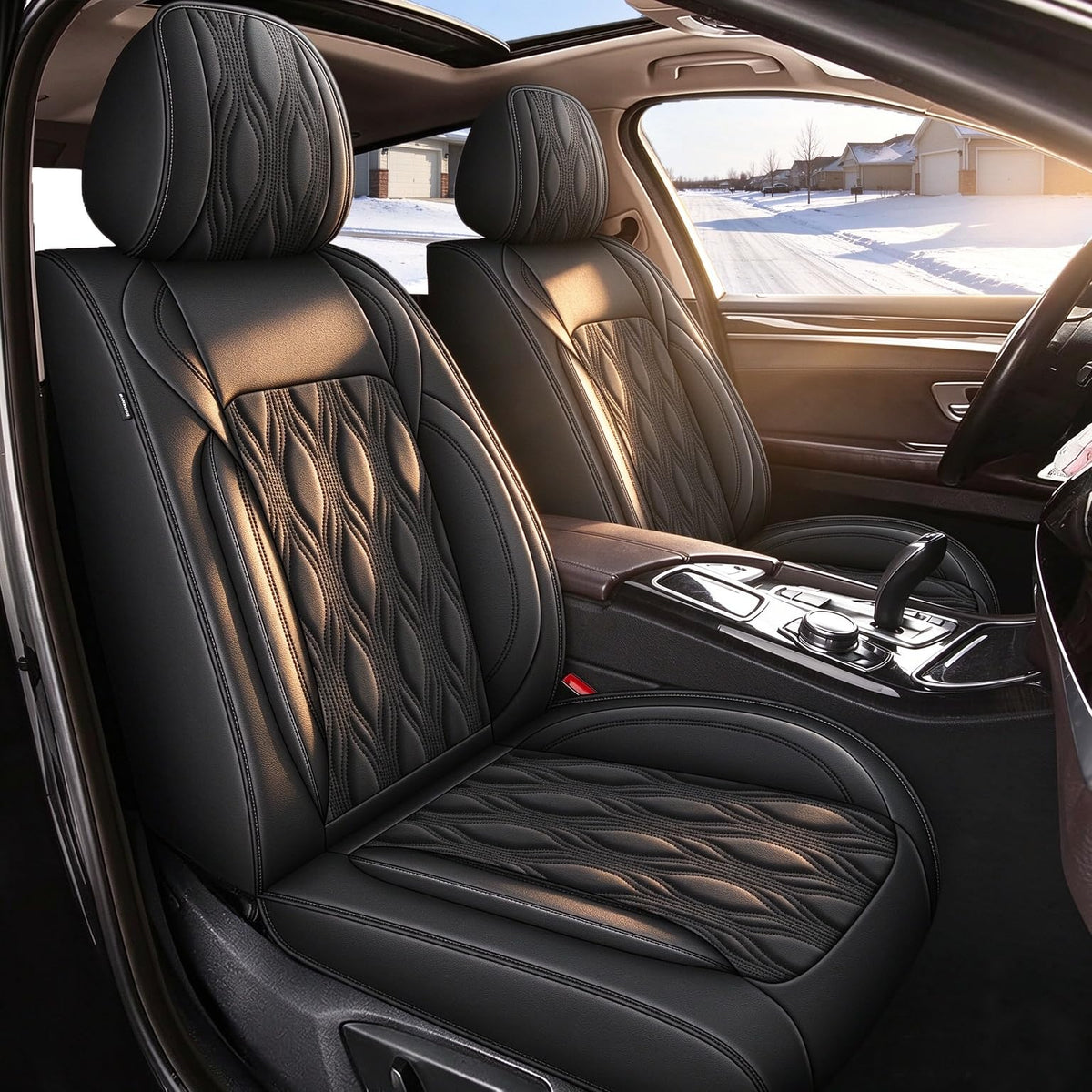 Full Set Waterproof Leather Seat Covers for Mitsubishi Mirage 2015 (#067 Black / 29.Mirage-5 Seat Covers Full Set)