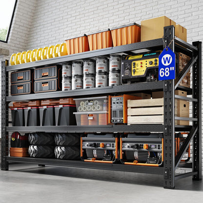 68" W Heavy Duty Garage Shelving (Black / 68"Wx24"Dx64"H)