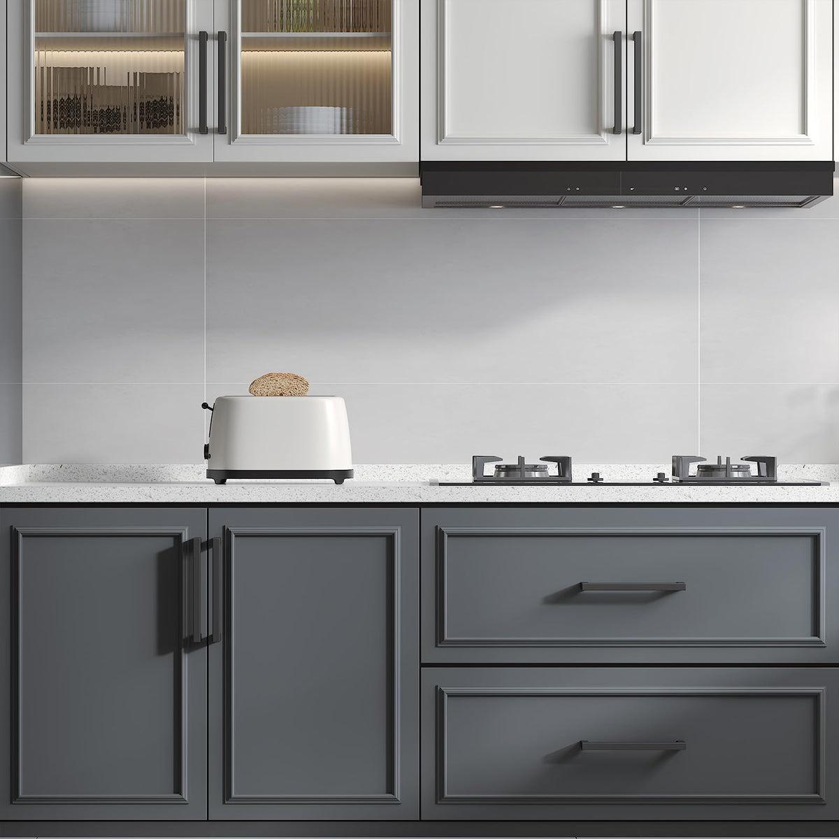 60 Pack 8 Inch Black Cabinet Handles Kitchen Drawer Pulls (Matte Black / 8 Inch Hole Centers)