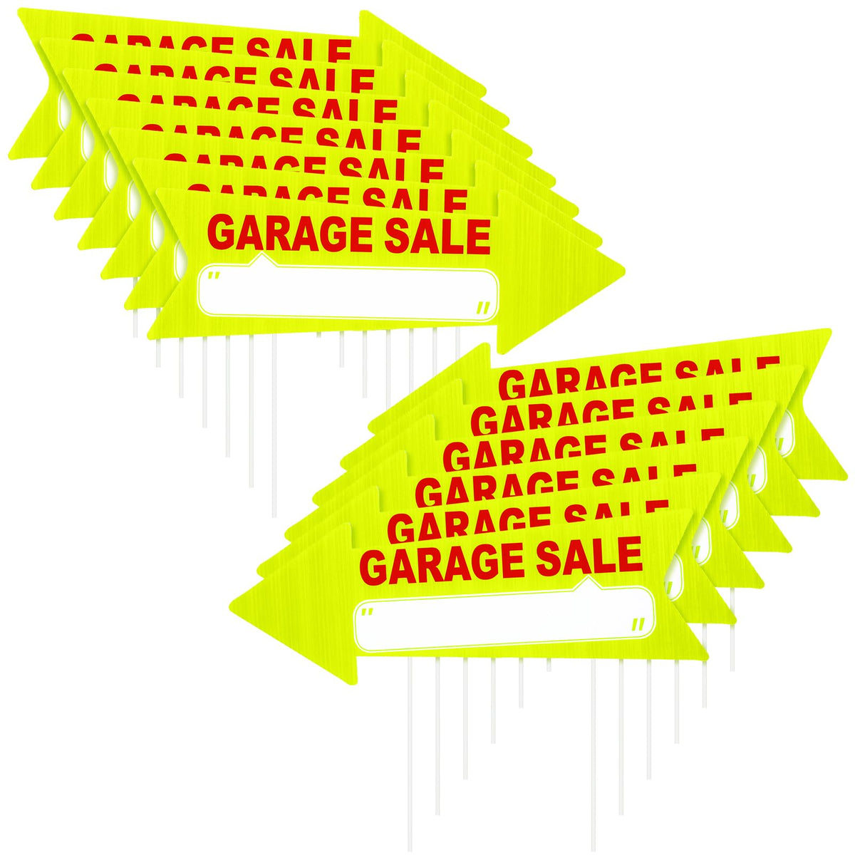 12 Pcs Garage Sale Signs with Stakes 17'' x 6'' (Yellow and Red)