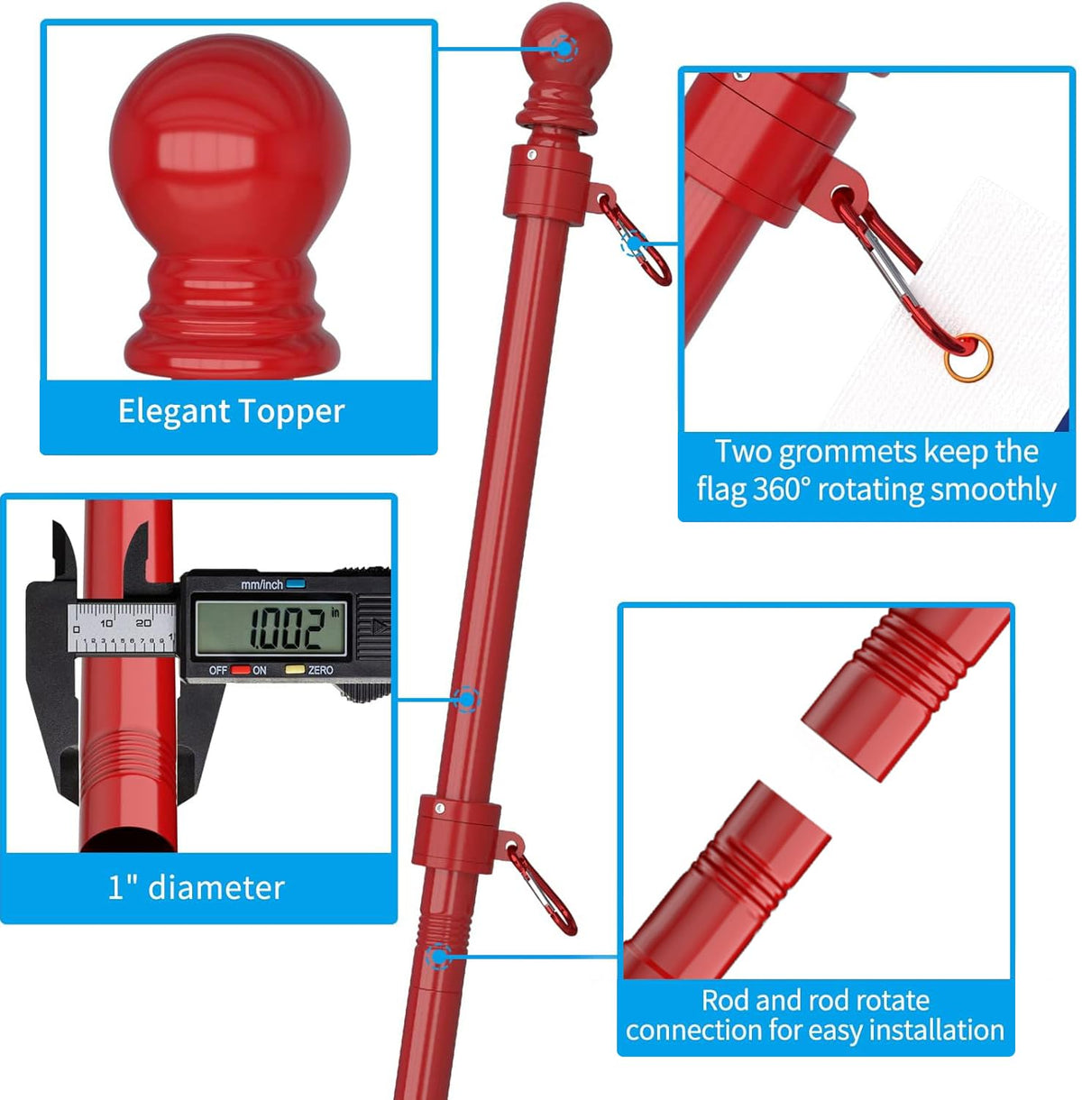 Flag Pole Upgraded Bracket (Red)