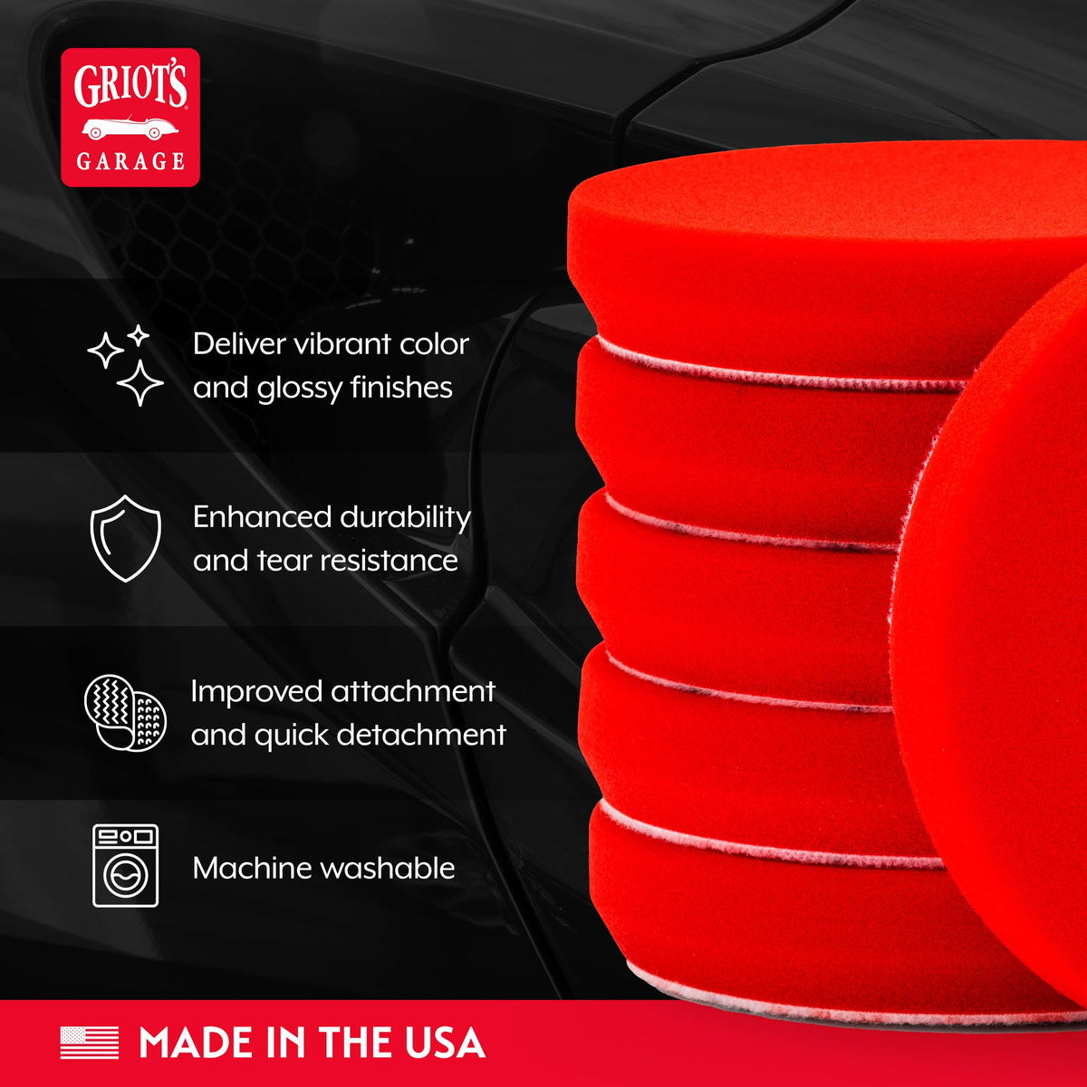 12216 5.5 in Red Foam Waxing Pads (5.5" Pads (Set of 6))
