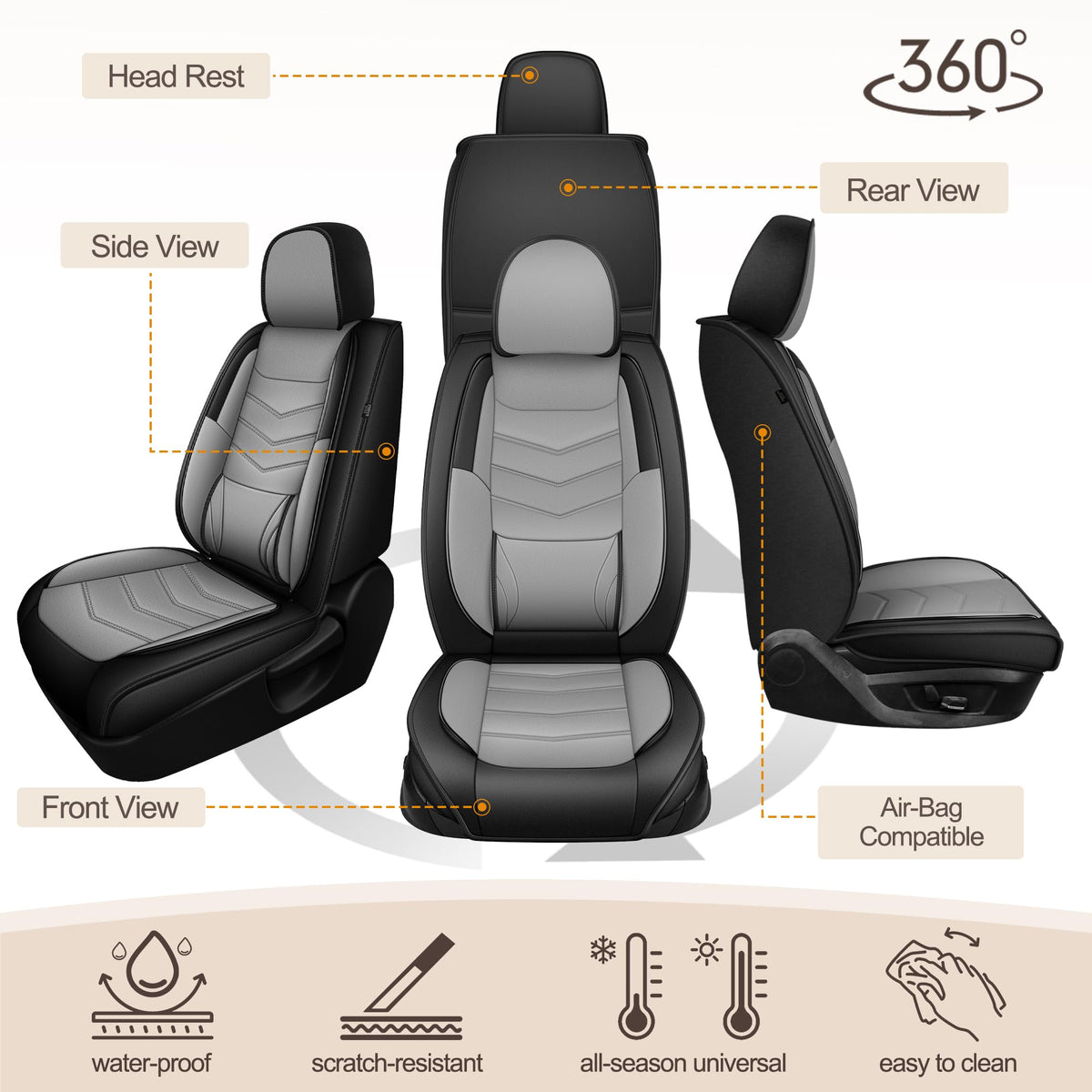Fit for Honda Crosstour 2010 (#120 Black&Grey / 25.crosstour-5 seat covers full set)
