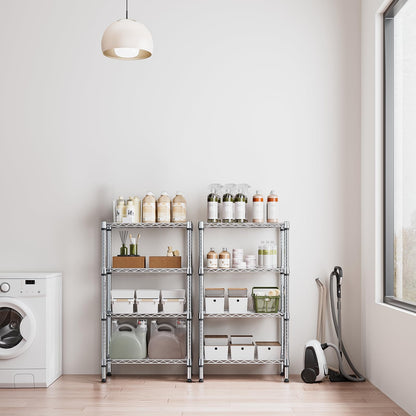 1000 lbs 4 Tier Shelf Metal Storage Shelves Wire Rack Closet Organizers for Garage Kitchen Bathroom Laundry Chrome 11.8" D x 25.6" W x 45.5" H (4 Tier, 11.8" D x 25.6" W x 45.5" H / Chrome)