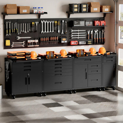 Garage Storage Cabinet (Black / 2 Drawer & 1 Doors)