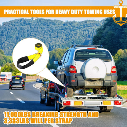 12 Pack 2" x 8ft Lasso Tow Truck Straps with D Ring 11 (2" X 8 ft / Yellow)