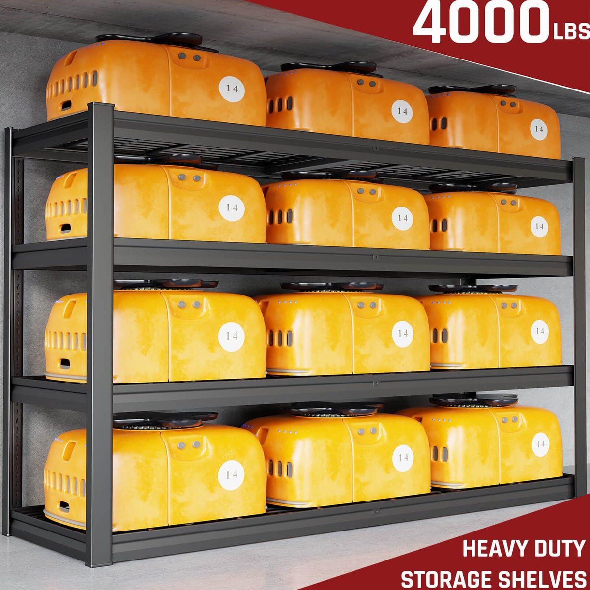 68" W Garage Shelving Unit (68"Wx24"Dx68"H / 4 Tier)