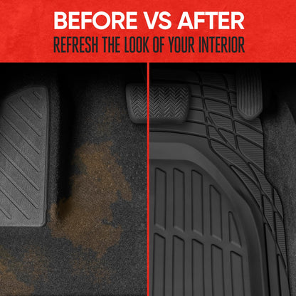 FlexTough Floor Mats for Cars (Full Set (Full Size) / Black)